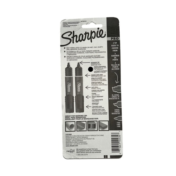Sharpie Pro Permanent Marker 3 Tip Sizes‎ Chisel Fine Point 2 Pack 2018330 NEW - Picture 2 of 2